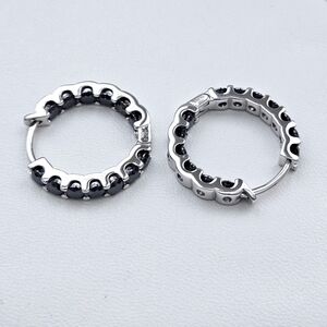 In and Out Black Moissanite Huggie